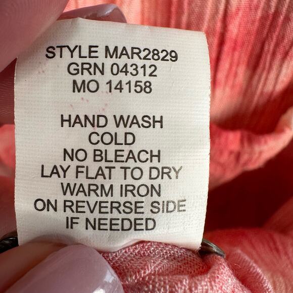 Fig & Flower Anthropologie Womens size Small Boho Coral Crinkle Floral Top - Picture 9 of 10